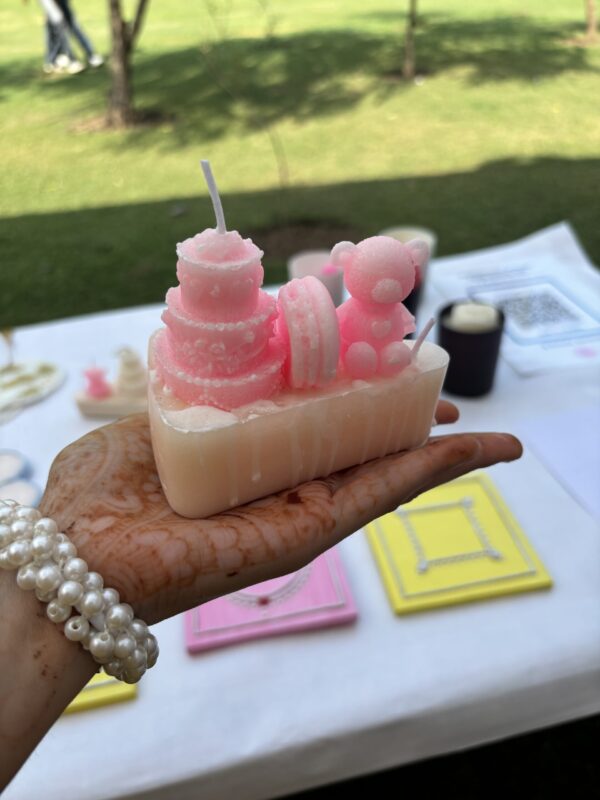 Pink and White Patisserie Candle